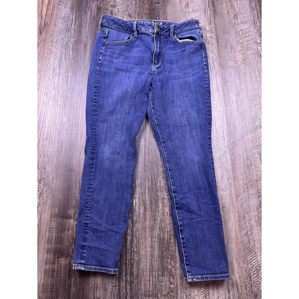 American Eagle Women's Blue Jeans Hi Rise Jegging 12 Short Medium wash